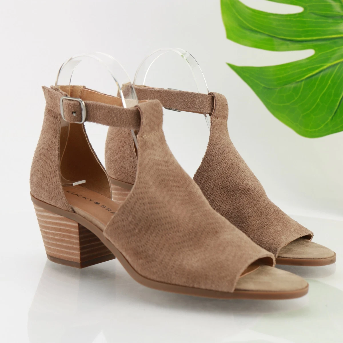 Lucky Brand Women s Baxley Bootie Sandal Size 8 Tan Suede Cutout
