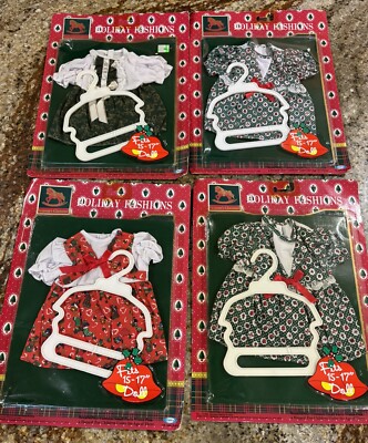 Vintage Cititoy Holiday Fashions Doll Dresses Clothes Lot Christmas 1990 Unopen