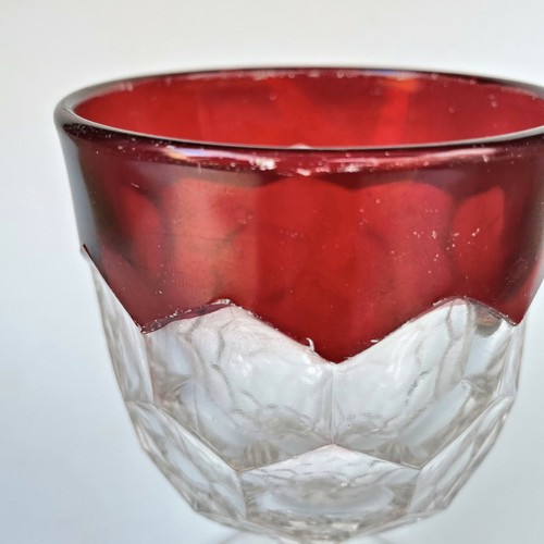 EAPG Ruby Stained Goblet New York Honeycomb - Picture 6 of 8