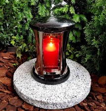 GRANITLAMPE MIT SOCKEL GRABLATERNE LATERNE GRABLICHT  GRABLEUCHTEN GRABLAMPE