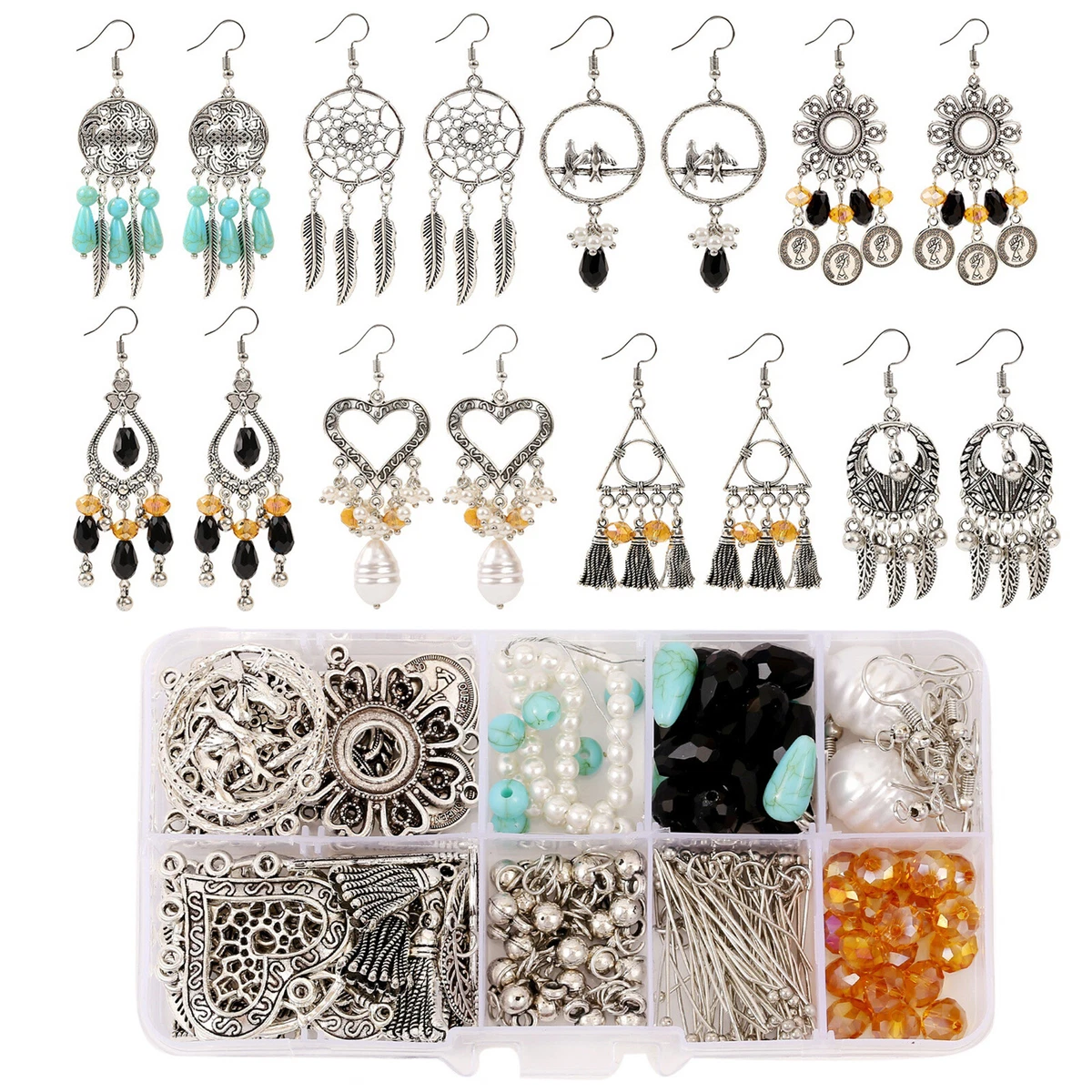 Jewelry Making Finding Kit DIY Pendants Earring Supplies Bead Craft Set for  Gift