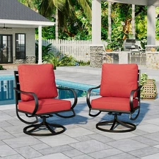 2PCS Outdoor Patio Chair Metal Swivel Chairs Dining Chair Outdoor Furniture