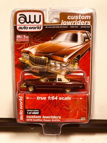 1/64 AUTO WORLD CUSTOM LOWRIDERS 76 CADILLAC COUPE DeVILLE BROWN MIJO EXCLUSIVES