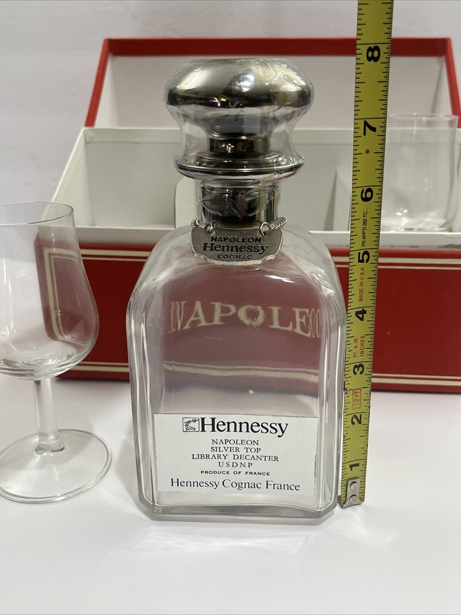 Hennessy Cognac Napoleon Silver Top Library Decanter Glass