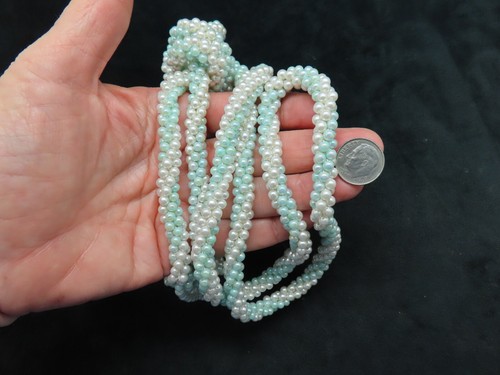 Vintage 1950's Iridescent Seed Bead Lariat Necklace - Picture 3 of 4