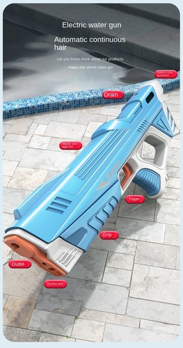 43cm Full Electric Automatic Water Storage Gun Toys Portable Children Summer New - Picture 18 of 23