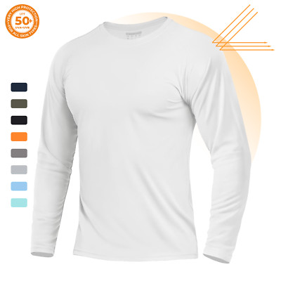 Men's UPF 50+ Sun Protection UV SPF Shirts Long Sleeve Lightweight Quick Dry Tee