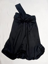 Pretty Little Thing- Black Satin Ruched One shoulder Bodycon Dress Womans Sz S/M