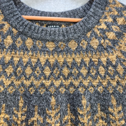 Torrid Vegan Cashmere Lurex Rundhals Pullover Grau Gold Größe 3XL Neu mit Etikett - Bild 2 von 10