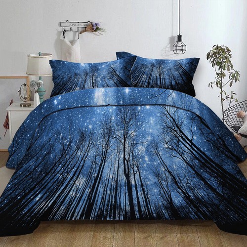 Galaxy Duvet Quilt Cover Set Universe Bedding Set Single Double King Pillowcases - Picture 81 of 156