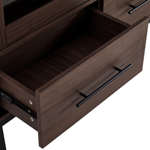 Display Cabinet with Tempered Glass Door, LED Lighting, Storage Cabinet, Walnut - Picture 14 of 14