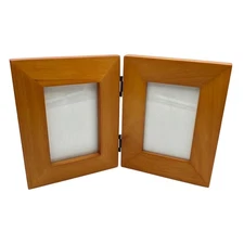 Wood Hinged Double Picture Frame 4x6 Tabletop Photo Display Portrait