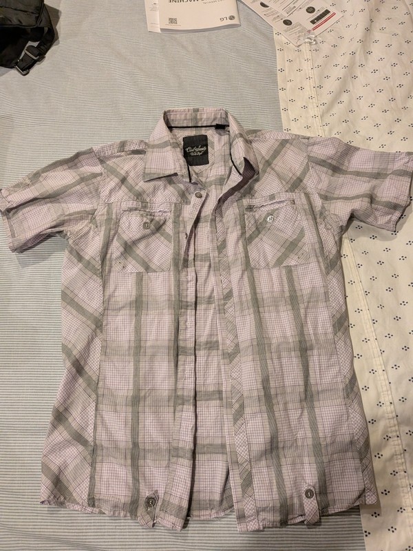 Civil Society Men's Button Up Shirt Medium Purple Plaid Button Closure