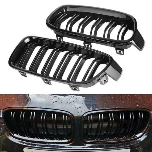 für BMW 3er F30 F31 11-19 Doppelsteg Grill Kühlergrill Nieren Schwarz Glanz - Bild 9 von 14