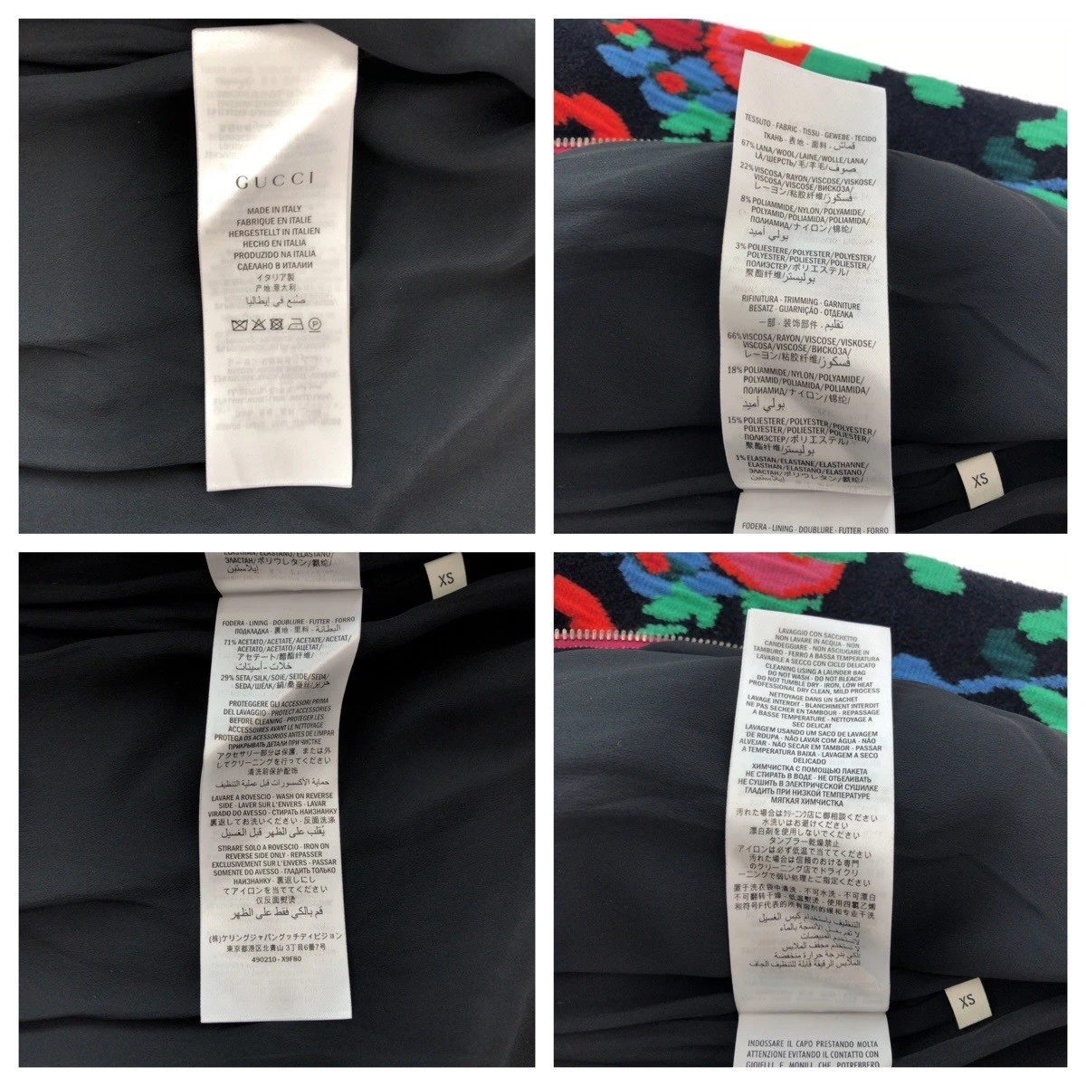 GUCCI Maglione Blusa Floreale 490210 X9F80 Rosso Multicolore Lana Rayon