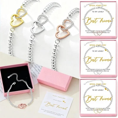 BPESL JEWELLERY Personalised Love Heart Bracelet Gift for Best Friend Christmas Present Birthday