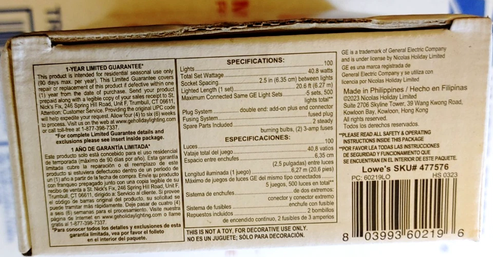 通用电气 100 红色弦长迷你串灯带绿线圣诞新品 — 第 2/2 张图片