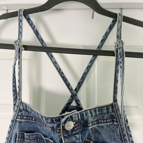 Cleo Wolf Denim Overall Shorts Large Light Shade Cuffed - Picture 4 of 15