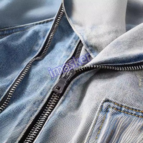 American Retro Ripped Herren Motorrad Denim Jacke Slim Fit Reißverschluss Mode Mantel - Bild 3 von 22