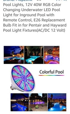 Inground Pool Replacement Light Bulb Color Changing Remote Control 40 Watt