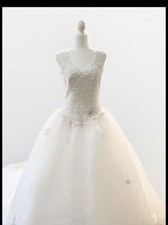 Brides International princess white ball gown wedding dress lace-embroidered