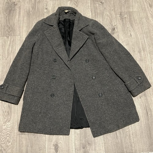 Grey Wool Pea Wool Trench Coat MODERN CLASSICS Smart Jacket Overcoat Size 12 - Picture 2 of 9
