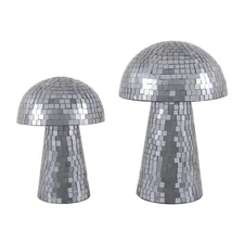 Deco 79 Glass Mushroom Decorative Sculpture Home Decor Statues, Set of 2 Acce...