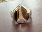 Unique  Vintage 925 Mexico Sterling Silver With Tigers Eye Gemstone. Size 13