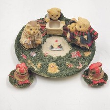 Popular Imports TS291 8 pc Mini Tea Set Family Bears Christmas Polystone Resin