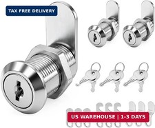 3 Pack 1-1/8" Cam Lock Keyed Alike, Cabinet Locks with Keys, Cylinder Barrel Loc