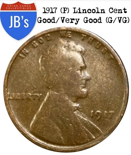 1917 (P) Lincoln Wheat Cent Circulated Good to Very Good  (G/VG)