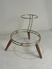 Chip and Dip Caddy Mid Century Modern Brass & Teak Pyrex Bowl Stand