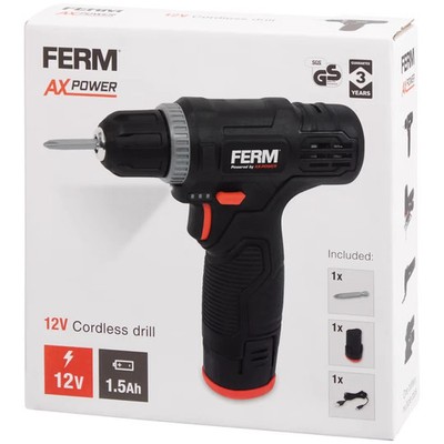 FERM AX Power 12V Akku-Bohrschrauber mit 1,5Ah Akku   Neu & Originalverpackt