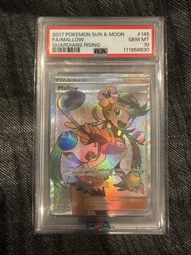 2017 POKEMON SUN & MOON GUARDIANS RISING #145 FULL ART/MALLOW PSA 10 English