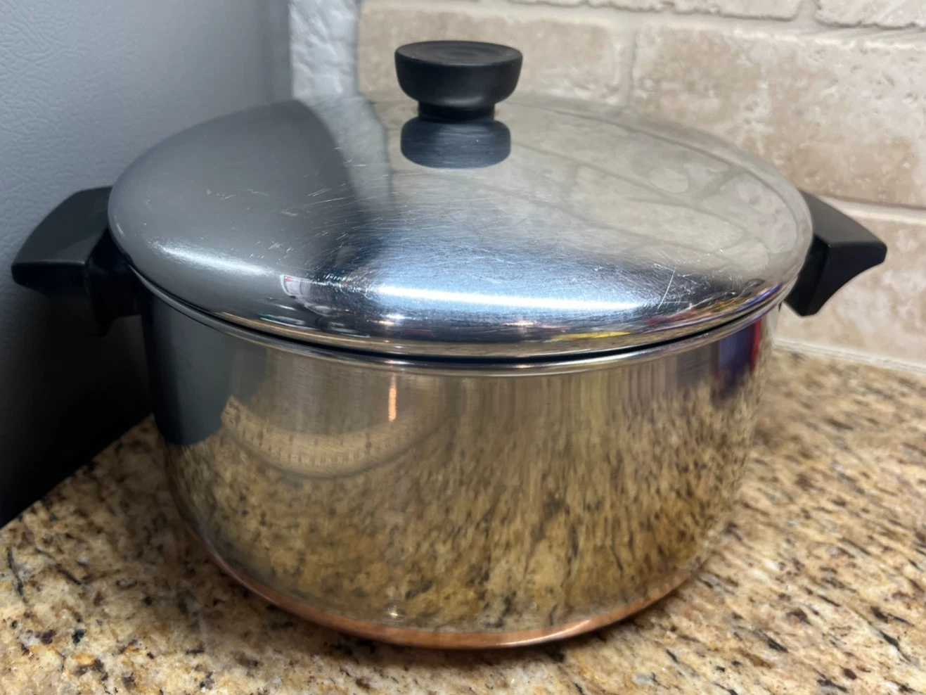 Revere Ware Copper Clad Bottom 4 1/2 QT 84 Pot Clinton, ILL USA Vintage