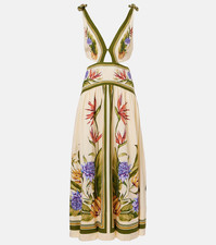 Farm Rio Tropical Scarf Sand Maxi Cut Out Midi Dress XXS RRP £298 NWT