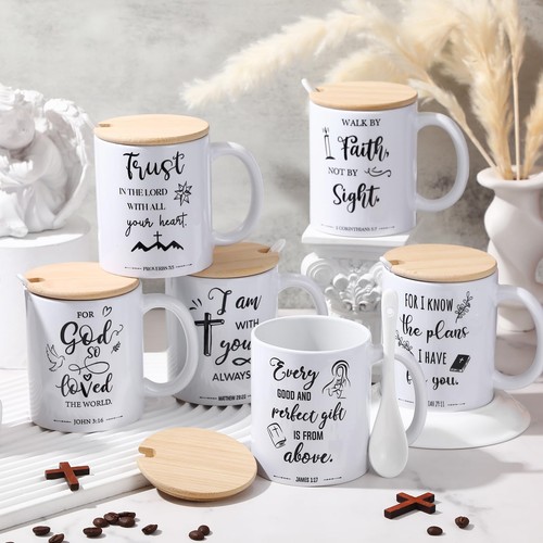 6 juegos de tazas de café cristianas a granel para mujeres pastor agradecimiento regalos 12 oz bi... - Imagen 3 de 7