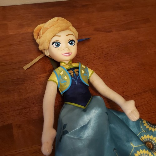 Disney Store Princess Frozen Anna Doll Plush Vinyl Face Stuffed Toy Dress - Picture 3 of 6