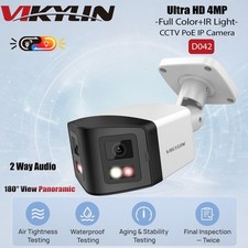 Vikylin 4MP POE IP Camera Dual Lens Panoramic 2-Way Audio IR Color Night Vision