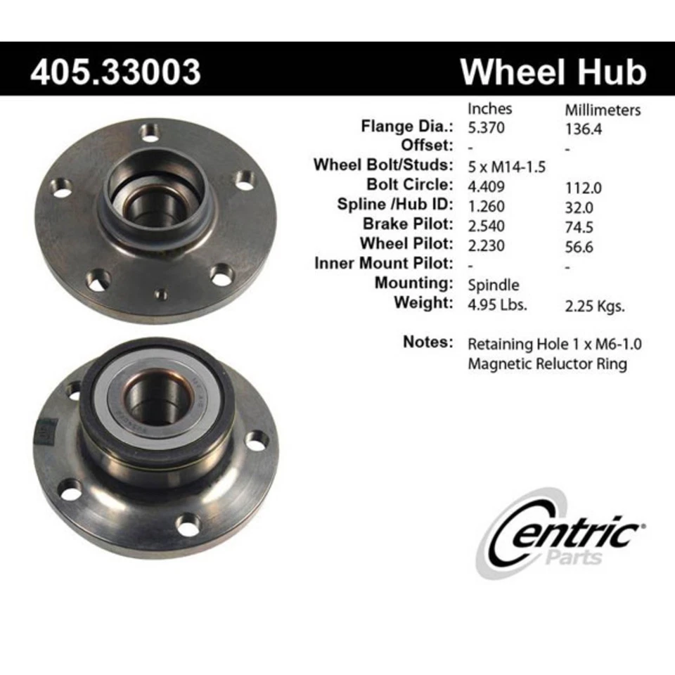 405.33003E Buje de rueda centrado lado conductor o pasajero trasero para VW derecha izquierda Foto 3 de 3
