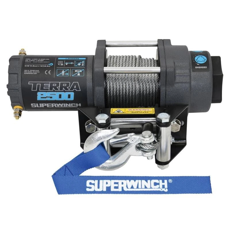 Superwinch 2500 LBS 12V DC 3/16in x 40ft Steel Rope Terra 2500 Winch - Gray Wrin - Image 2 of 4