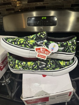 SS18 Vans Supreme Slip-On Skull Pile Glow In The Dark Size