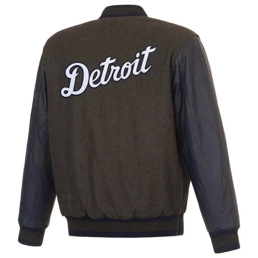 Detroit Tigers Reversible Wool and Leather Jacket - Image 3 of 4