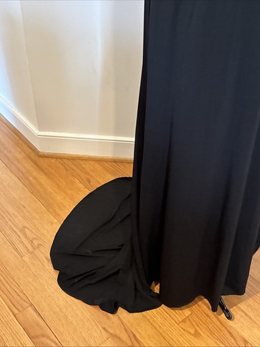 Adrianna Papell Womens Black Mermaid Evening Dress Gown Train No Belt Gothic - Picture 5 of 18