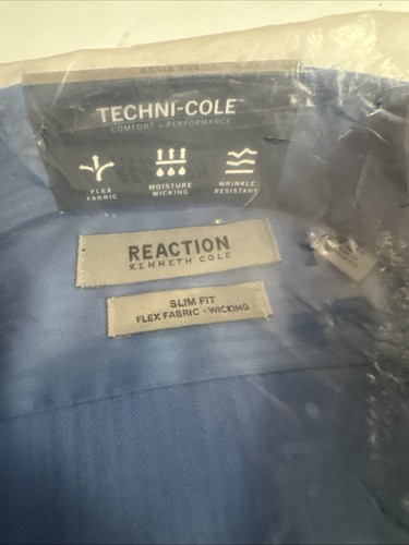 Kenneth Cole Reaction Men's Techni-Cole Slim Fit Dress Shirt 17 34/35 XL - Picture 3 of 4