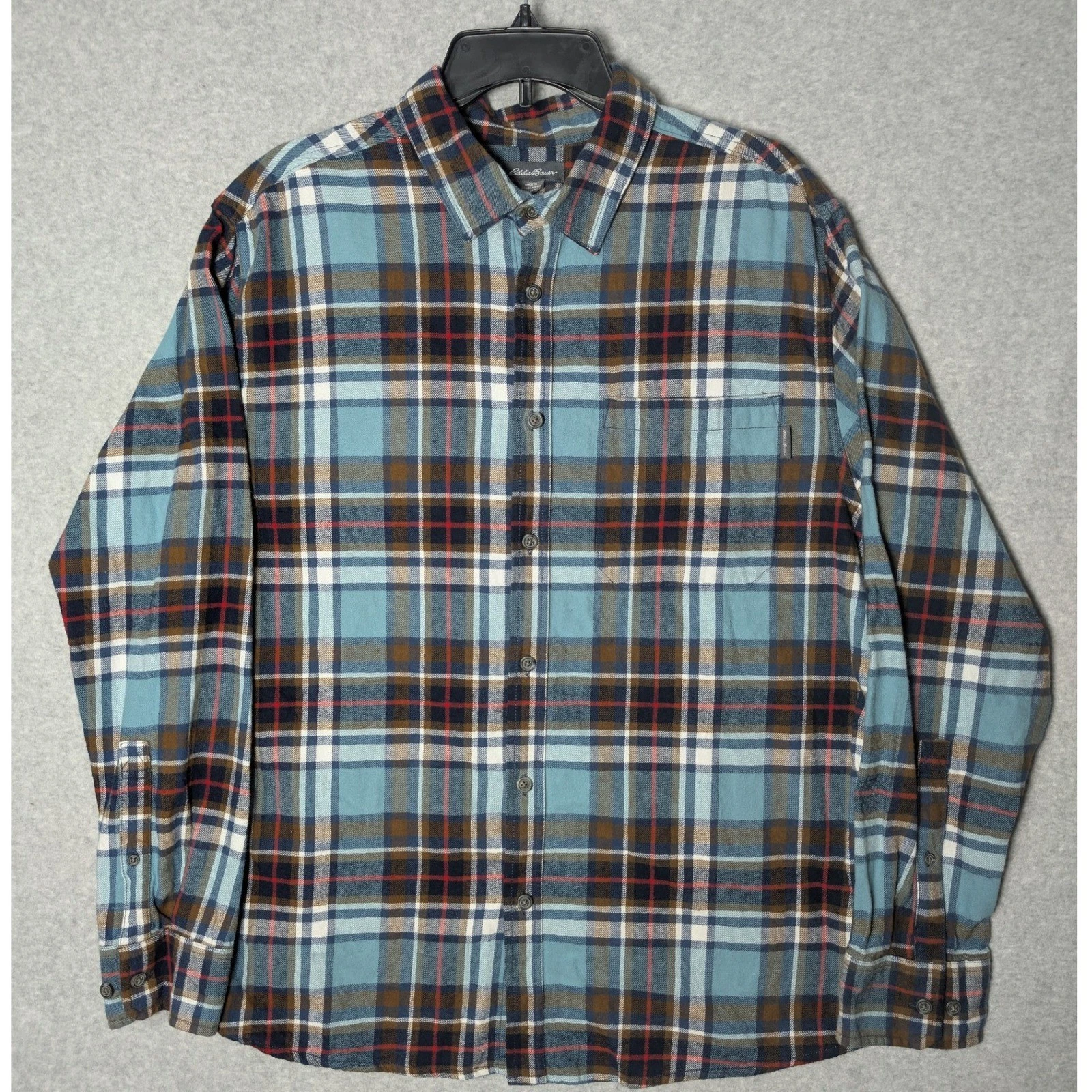 Eddie Bauer Mens XL Plaid Flannel Button Up Shirt Long Sleeve Grunge Outdoors