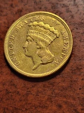 1854 Princess $3 gold coin, Philadelphia     inv11    e95ej