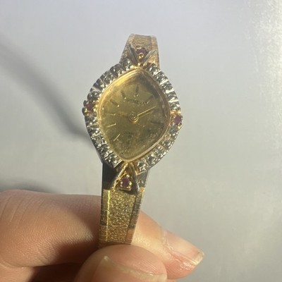 Geneva Women Gold Metal Wristwatch Gemmed Quartz Analog Tonneau Bracelet Strap