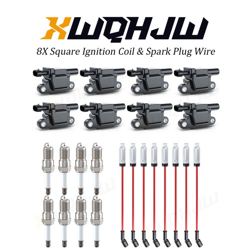 UF413 Ignition Coil &8× Spark Plug & Wire for Chevy Silverado GMC Sierra - Foto 1 di 11