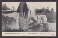 FRANCE, Vintage postcard, Meaux, A burned down farm at Chauconin, WWI